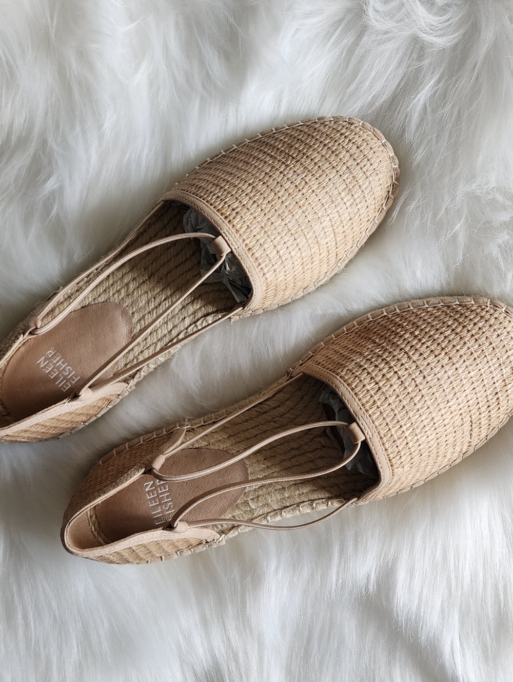 Eileen Fisher Espadrille Flat Natural Tan Straw Slip On NWOT 8 - Picture 8 of 12